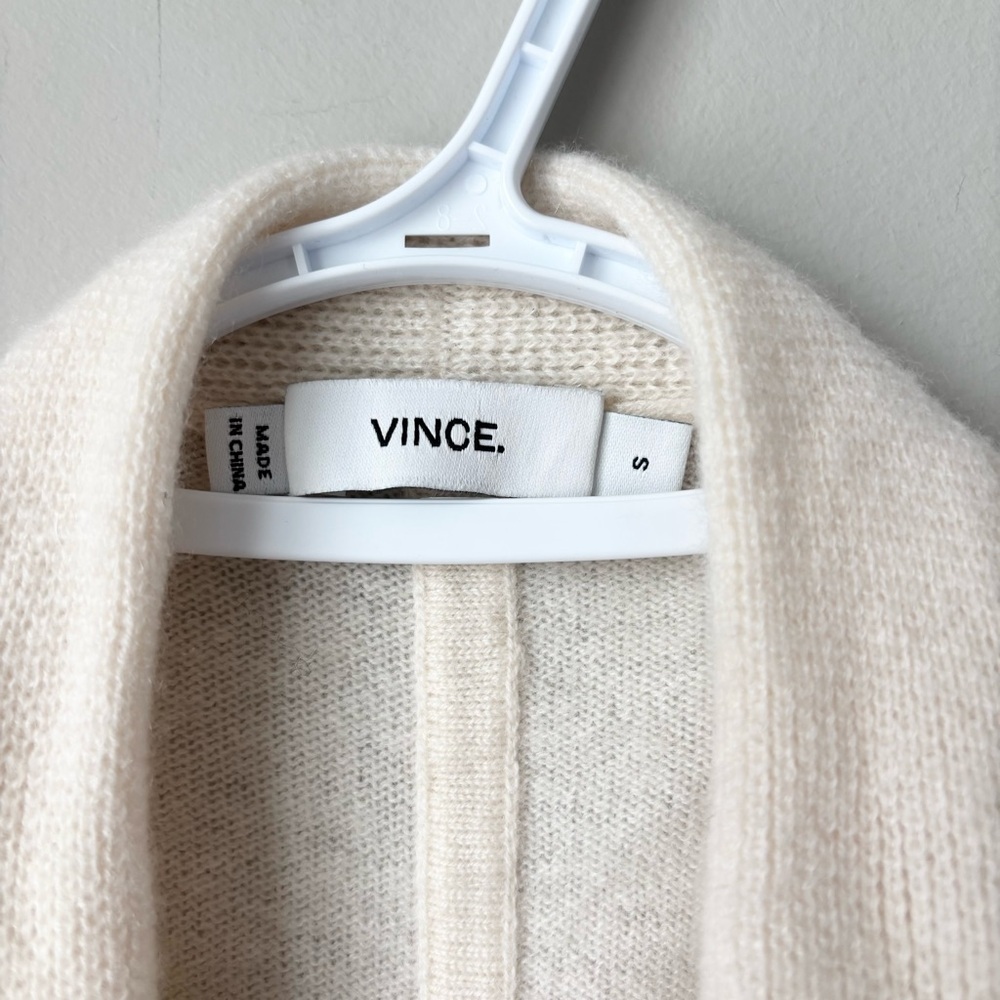 Vince Cream Cashmere Wool Sleeveless Draped Cardigan Vest Size S - Picture 2 of 6